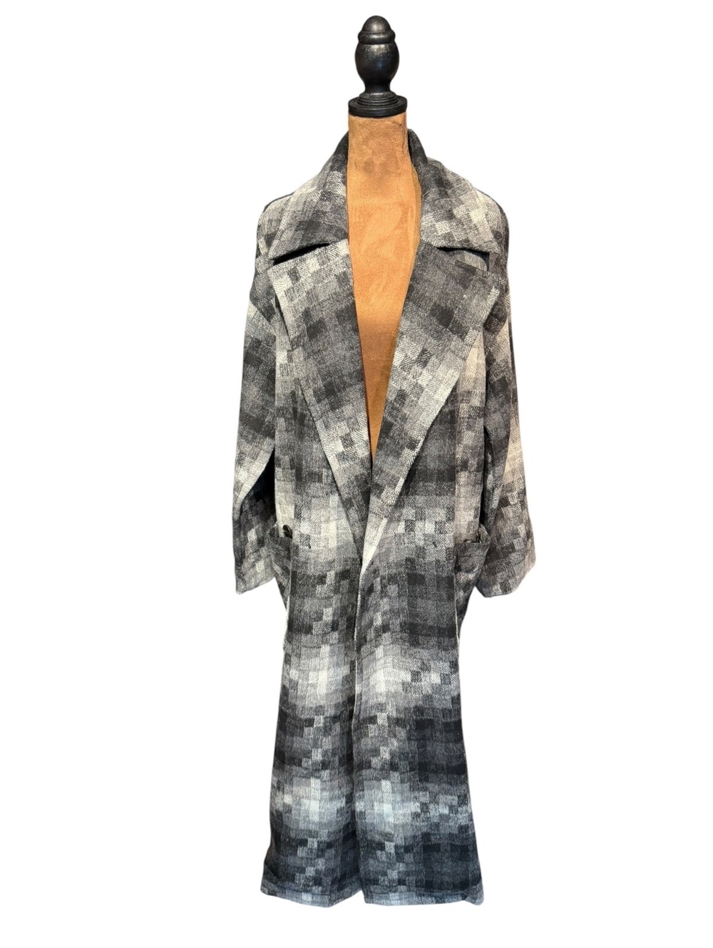 Avec Les Filles Mid-Length Gray Gradient Wool Blend Coat
